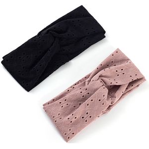 Moda Czeski Hollow Dot Lata Lato Wiązane Czysty Kolor Hairband Vintage Cross Turban Bandaż Bandanas Hairbands Filddress