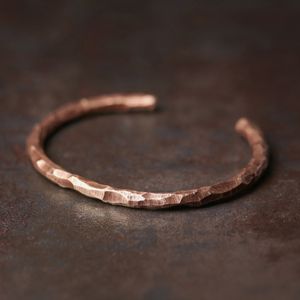 Hand Crafted Hammered Copper Bracelet Rustic Forged Do Old Punk Cuff Bangle Viking Handmade Jewelry Unisex Gift for Her Him