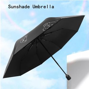 Gelgit Eğlenceli Karikatür Ayı Yaratıcı Otomatik Şemsiye Kadın Güneşli Yağmur Çift Kullanımlı Güneşlik Kızlar Ve Erkekler için Anti-UV
