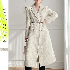 Women Woolen Coat Fashion Autumn Winter Overcoat Wool Jacket Tweed Suit Female Outerwear 210608