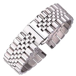 Rostfritt stål Vaktband Silverpolerad 16 18 19 20 21 22mm Metallklocka Armband Remtillbehör H0915