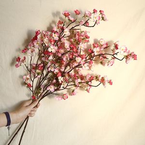 Ghirlande di fiori decorativi Fiore di pesco di seta Artificiale per la decorazione Stelo di plastica per la casa Bouquet da sposa per la sposa Mariage Fiore finto di ciliegio