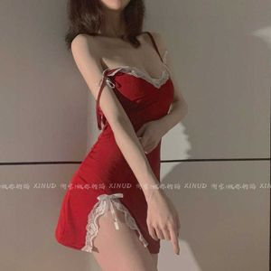 WOMENGAGA Red Lace Mesh Bow Sexy Corea Plus Size Women Party Mini Tank Summer Strap Dress Abiti per vestiti Kawaii ADG8 210603