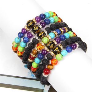 7 Chakra Healing Bracciale con perline Pietra lavica naturale Perline Braccialetti 8MM Per donna Uomo Moda Yoga Gioielli Dropshipping