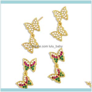 Dangle Jewelrydangle & Chandelier Flola White Stone Two Butterfly Earrings For Women Cute Small Multicolor Charm Cz Zirconia Jewelry Ersv76