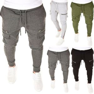 Joggers для мужчин бегагинг брюки спортивные штаны модные карманы на молнии повседневные тонкие подходят длинные брюки спорт 211119