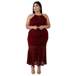 Kadın Artı Boyutu Elbiseler Bordo Siyah Dantel Patchwork Seksi Kapalı Omuz Akşam Doğum Günü Partisi Germek Robe Yaz Moda 5XL 210527