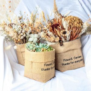 Sacos de Armazenamento Saco Jute Plantas Reusáveis ​​Impermeáveis ​​Flowerpot Crianças Brinquedo SunDries Organizador Sucultas Bolsa de Malas Material Suprimentos Dropship