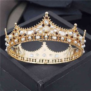 Wholesale hair king resale online - Baroque Royal King Diadem Men Crystal Pearls Metal Tiaras Wedding Crown Hair Jewelry Big Head Ornaments Prom Party Accessories