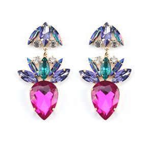 Eleganti orecchini pendenti geometrici in cristallo per donna Orecchini pendenti vintage con strass colorati Gioielli da sposa