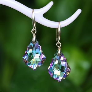 2021 Trendy Austria Crystal Dangle Kolczyk Kobiety Dziewczyny Multicolor Moda Barokowa Liść Drop Kolczyki Kobiety Party Biżuteria