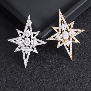 Spille, spille TANGTANG Star Men Real Cubic Zirconia CZ Spille grandi Spille Matrimonio Fidanzamento Accessori per gioielli Bijoux Cool Spilla