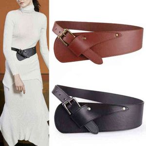 Moda Damskie Belsy Szerokie PU Damskie Dzikie Suknie Pas CummerBunds Załącznia 76-86 Pokaż Moda Imitacja Skórzany Horn Belt G220301