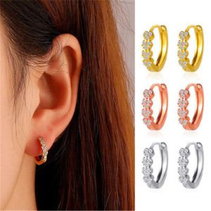 Gold Geometric Zircon Stone CZ Hip Hop Earrings for Women Luxury Statement Elegant Hoop Earings Fashion Jewelry Accessories