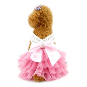 Dog Apparel 2021 Small Cat Princess Tutu Dress Party Skirts With Bow Pet Pleated Clothes Halter Formal Skirt