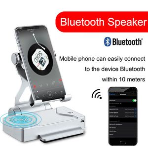 Liga Multipurpose Power Bank Bluetooth Speaker com suporte de telefone, resposta de microfone, suporte de suporte ajustável 5W subwoofer carregador USB 10000mAh Tesouro da bateria