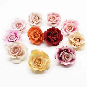 100 Pezzi Fiori artificiali Matrimonio Fai da te Accessori per la decorazione della casa Natale Scrapbooking Scatola di caramelle Ragazza copricapo Spilla Regalo 211108