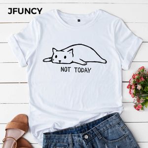 Jfuncy Lovely Cat Printing Multi Färger Plus Storlek Kvinnor Tshirts Kvinna Bomull T-shirts Kortärmad Ung dam Tees Toppar Y0629