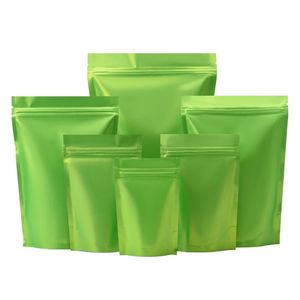 Sacchetti di stoccaggio 100 Pz Foglio di alluminio verde opaco Stand Up Bag Grip Seal Tear Notch Doypack Food Snack Coffee Bean Pack Sacchetti