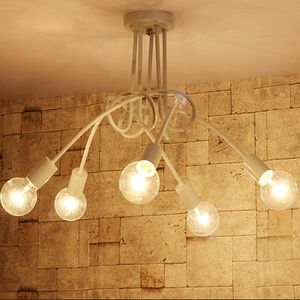 Ceiling Lights Retro Iron Light Black/White 3/5 Heads Lighting Vintage Spider Hanger Modern Lamp Fixture