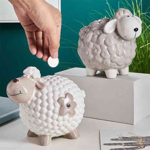 Home Furnishings Statue Miniature Crafts Holiday Gifts Easter Figurine Filled Sheep Small Ornaments Creative Ins Bedroom Desktop 210811