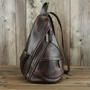 Oryginalna skórzana torba klatka piersiowa Handmade Crossbody Torba Unisex Messenger Torba Ręka Pakiet Kobiety Podróży Ramię Tote Anti-Thef