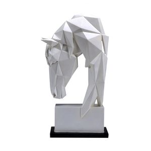 Biuro Koński Łeb Ozdoby Żywica Zwierząt Home Decoration Nordic Geometria Origami Rzemiosła Umeblowanie Living Room Decor Statuetka 210811