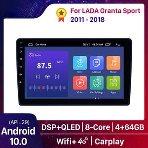 Carro DVD Rádio Multimédia Video Player Navegação GPS Android 10.0 2 DIN DSP Carplay Qled para Lada Granta Esporte 2011-2018