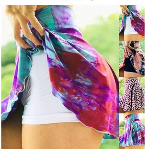 Plus Size Women's yoga skirt 2 in 1 Liner Fitness Workout print skirts Anti-friction Skort Summer tennis and badminton sports short dress