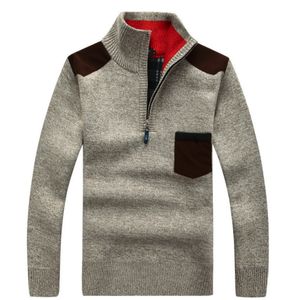 Designer inverno uomo maglione dolcevita mezza zip in pile lavorato a maglia pullover di lana manica lunga tasca casual abbigliamento maschile spesso per