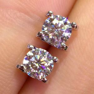 Stud S925 Sterling Silver Earrings 1ct D Kolor 4 Claw Moissanite z certyfikatem