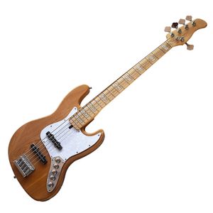 工場アウトレット-5弦の天然木製カラー電気ベースギター、メープルフレットボード
