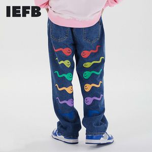 IEFB / 남성용웨어 봄 느슨한 높은 거리 인과 바지 패션 남자의 다채로운 올챙이 편지 인쇄 문제 강령 9Y3236 210524