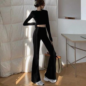 Gym Clothing Sports Dwuczęściowy garnitur Autumn Yoga dzianin Krótki długi rękaw T-shirt TOP Casual Long Pants Poliester Suits