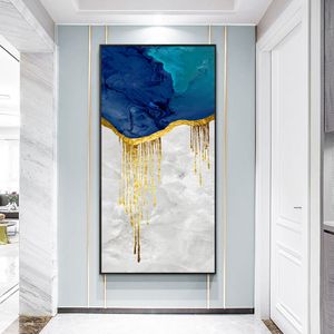 Modern Abstract Canvas Painting Blue Marble Poster Wall Nordic Painting Posters and Prints Wall Pictures for Living Room Decor