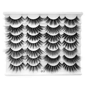 Kalın Doğal Kıvırcık 14 Pairs Vizon Sahte Kirpikler Set Yumuşak Canlı Kullanımlık El Yapımı Çok Katmanlı 3D Yanlış Lashes Uzantıları Makyaj Aksesuar Gözler için 15 Modeller DHL