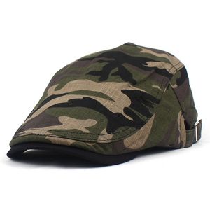 Sommar Camouflage Newsboy Caps Men Bomull Flat Peaked Cap Kvinnor Målare Beret Mössor 05