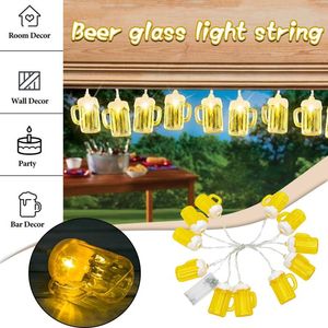 Corde 1PC 3D Boccale di birra String Lights Bar alimentato a batteria Vacanze di Natale 10 LED Club Dorm Party Wedding Celebration Decoration # 35