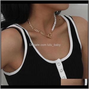 Charm Earrings Drop Delivery 2021 Statement Choker For Chain Imitation Necklace Button Pearl Women Circle Bohemian Jewelry Pendant Metal Stic