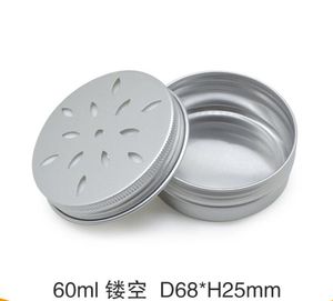 100 SZTUK 60ml Moda Krem Jar Pot Hollow Metal Aluminium Okrągłe Puszki Pudełko Zapach Odświeżacz Aromaterapii Lockets # 300