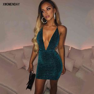 Sexy Dress Backless Black Sleeveless Sequin Glitter Mini Short Dresses For Women Party Night Club Robe 2020 Fashion Clothes X0521