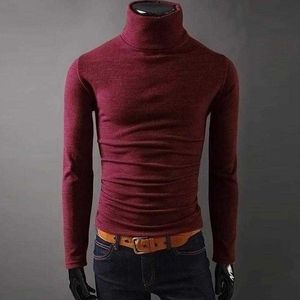 Outono Mens Suéteres Casuais Moda Masculino Turtleneck Homem Preto Sólido Knitwear Slim Fit Marca Camisola 210909