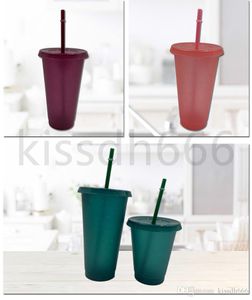 Gobelets en plastique à paillettes 1000psc Gobelets colorés de 16 oz avec couvercle et paille Couleurs de bonbons Gobelets réutilisables pour boissons froides magiques Tasses à bière à café