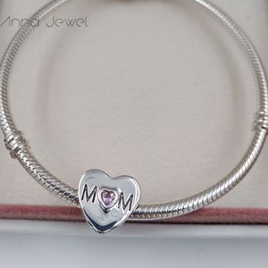 Ciondoli fai-da-te per set di gioielli che fanno kit Mother Heart Charm pandora 925 Sterling silver mamma bracciali donna braccialetto catena ciondolo collana regalo di compleanno 791881PCZ