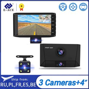 E-ACE B13 Car DVR 4.0 Cal Dash Cam 3 Kamery Auto Registrar FHD 1080P Recorder Wideo Dwustronne DVRS Night Vision DashCam