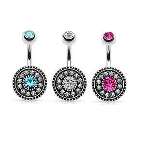 5 Colors Rhinestone Stainless Steel Jewelry Navel Bars Silver Belly Button Ring Navel Body Piercing Jewelry Bohemian