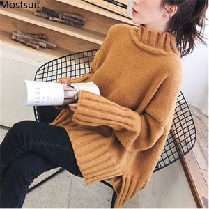 Spring Autumn Loose Pullover Turtleneck Sweater Women Long Sleeve Knitted Tops Ladies Thicken Sweaters Korean Lazy Oaf 210518