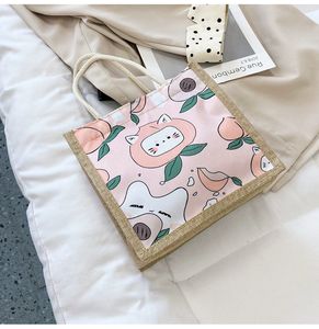 2021キャンバス亜麻ポータブルトートバッグタイドソフトガールショッピングバッグ新鮮な甘い女性バッグ