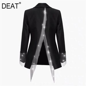 Deat Kış Küçük Takım Elbise Ceket Famale Tasarım Niş Geri Hollow Split Püskül Siyah Gevşek Blazers YJ912 211122
