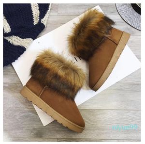 Mulheres Sapatos Mulher Designer Boot Fashion Botas de Neve Botas Faux Pele Borracha FlatsPrevels Inverno Escorregadiço Para Manter Quente Alta Qualidade da Caixa